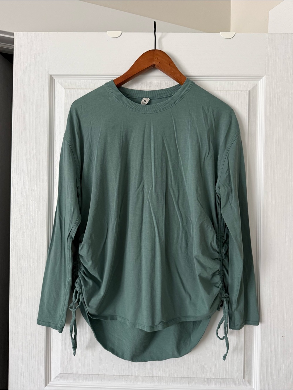 Lululemon Pima Cotton Side Cinch Long Sleeve Shirt Size 10 Tidewater Teal